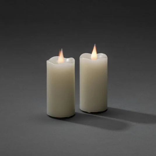Vela de cera LED crema color claro ámbar Ø5cm, 2