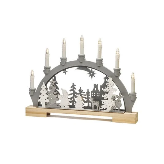 Portavela LED Wanderer en bosque, animales, madera