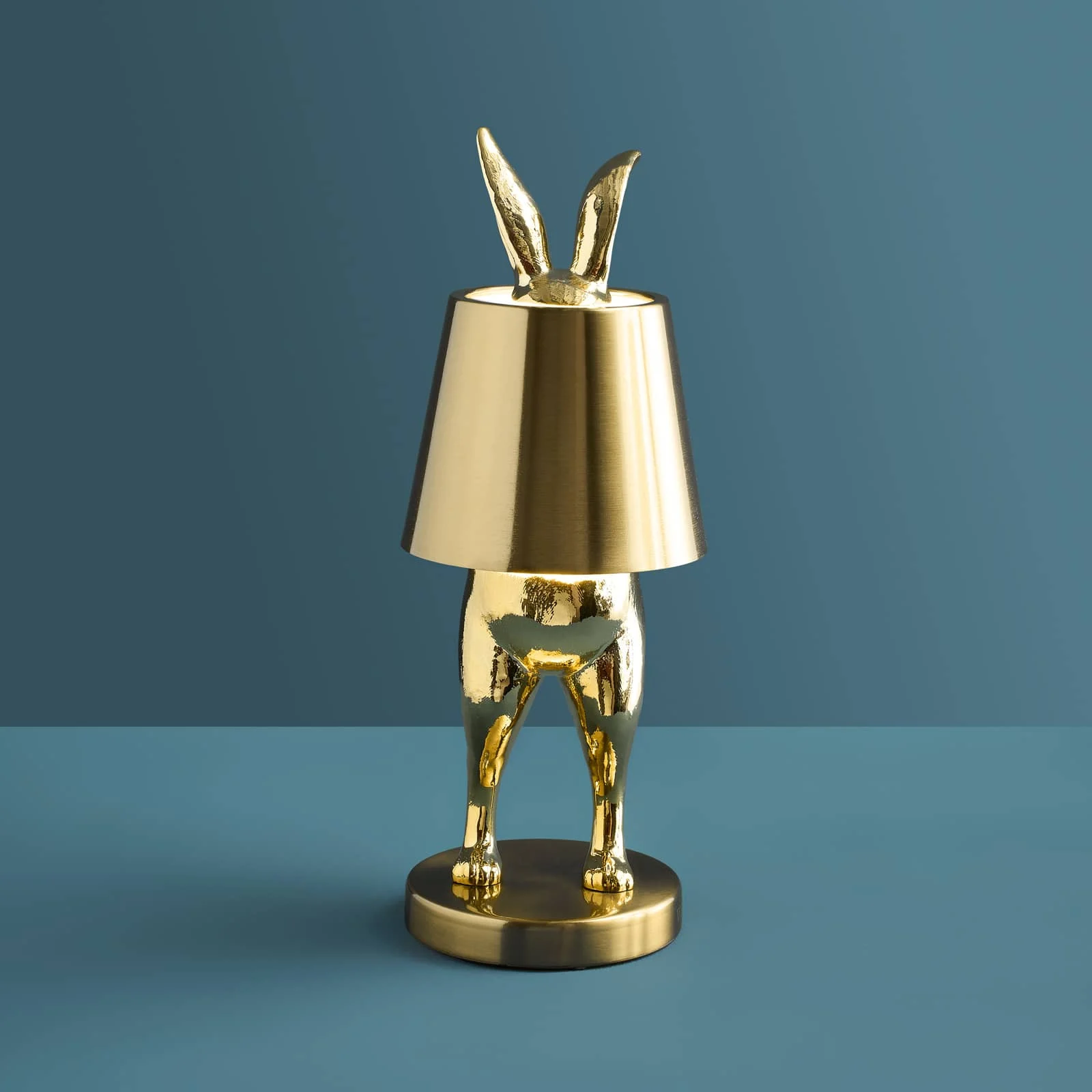 Tischleuchte Hase LED Hiding Rabbit, gold glänzend