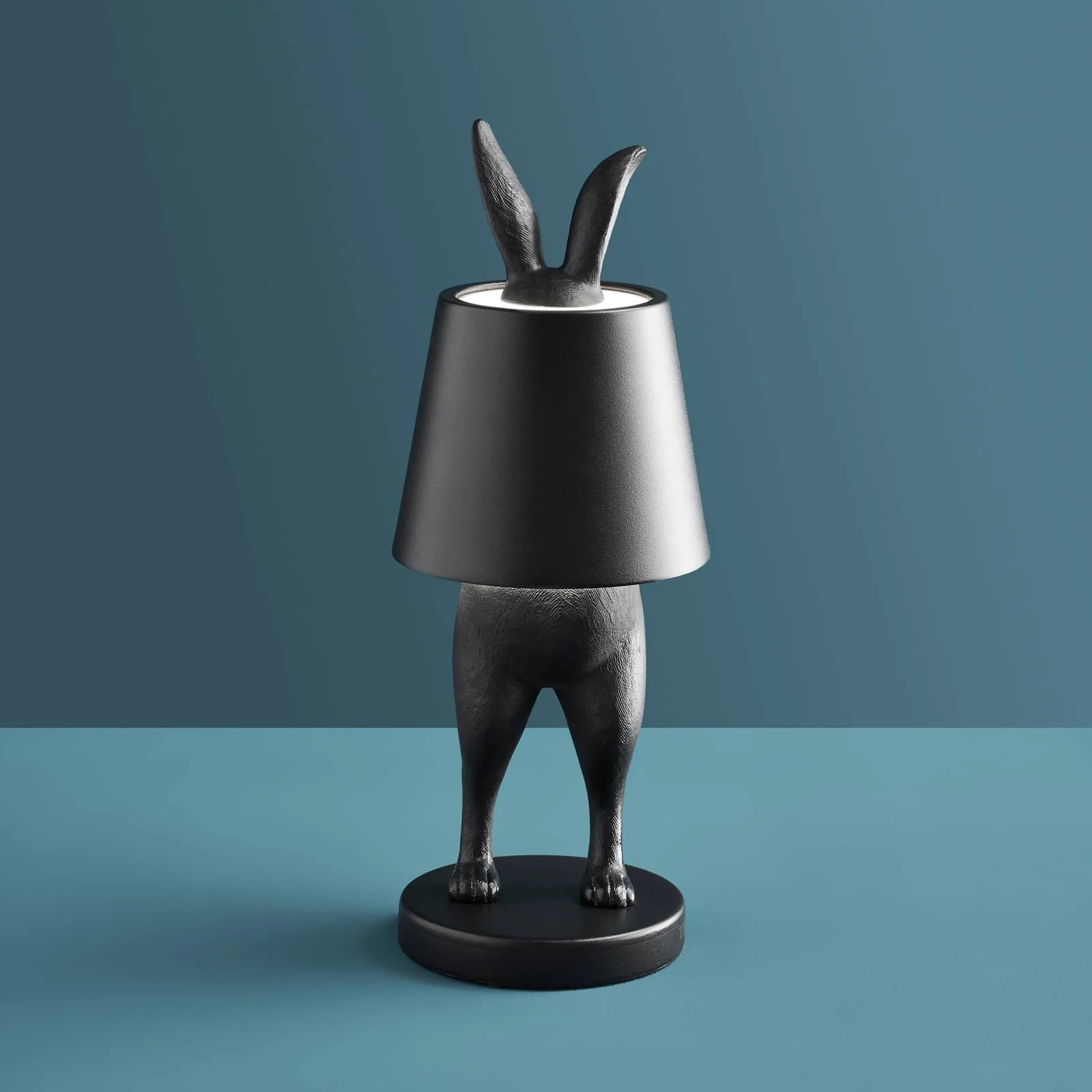 Tischleuchte Hase LED Hiding Rabbit, matt schwarz