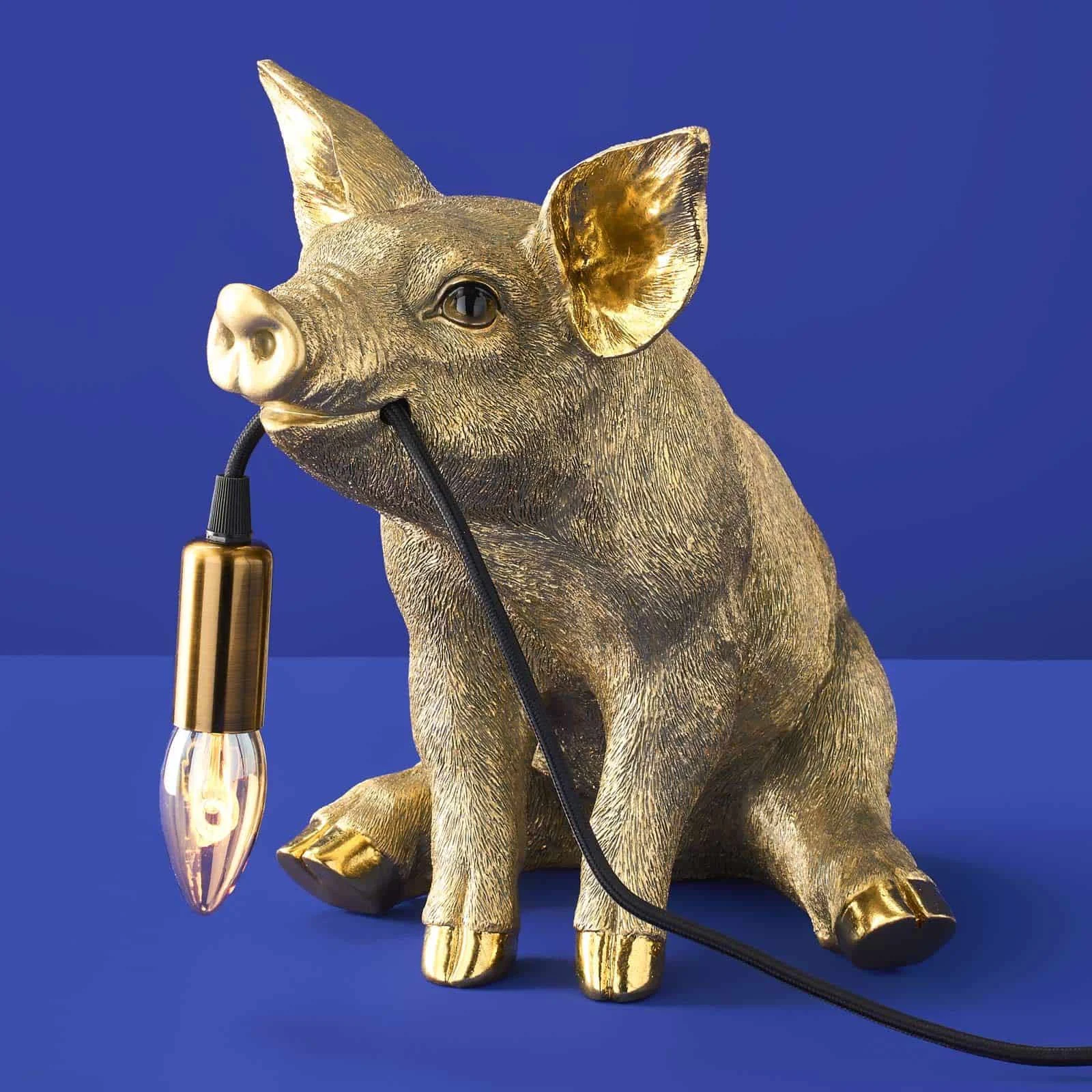 Tischleuchte Schweinchen Piggy, gold