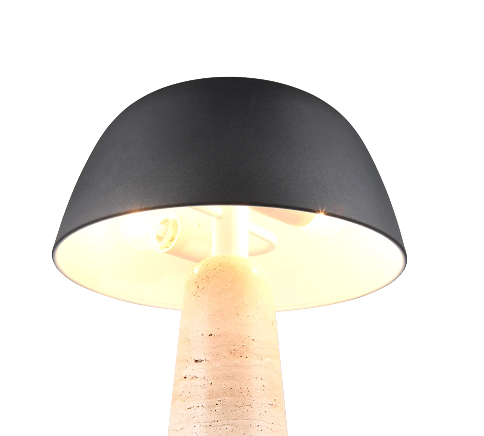 Lámpara de sobremesa Trio Timba 2 luces travertino beige 41cm 567800232