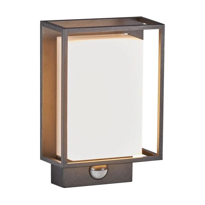 Nordlux Nestor Luz De Pared Aluminium Negro 8W 550lm - 827 Luz Muy Cálida | IP44 - Sensor de Movimiento y Luz
