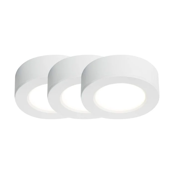 Multipack 3x Nordlux Techo Foco Kitchenio Blanco 2.2W 170lm - 830 Luz Cálida | IP20 - 3 Pasos Regulable