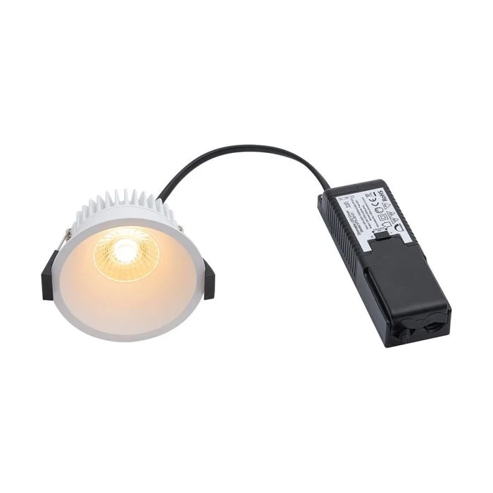 Nordlux Downlight Albric Aluminium Blanco 8W 620lm 38D - 927 | 90mm - IP44 - Mejor Reproducción De Color - Regulable