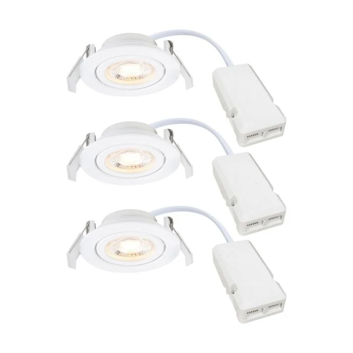 Multipack 3x Nordlux Downlight Monolo Blanco 4.8W 450lm 36D - 830 Luz Cálida | 82mm - IP20 - 3 Pasos Regulable
