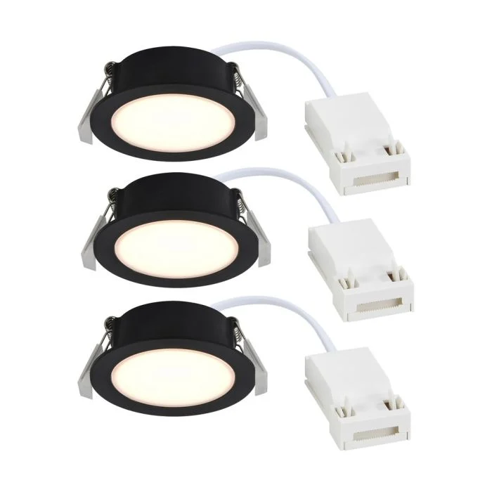 Multipack 3x Nordlux Downlight Olea Negro 4.4W 345lm 110D - 930 | 68mm - IP65 - Mejor Reproducción De Color