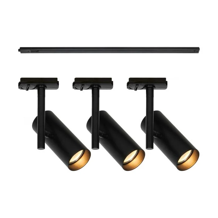 Nordlux Jerome Set completo 1-Fase Rail 1 Metro Negro | incl. 3x Foco