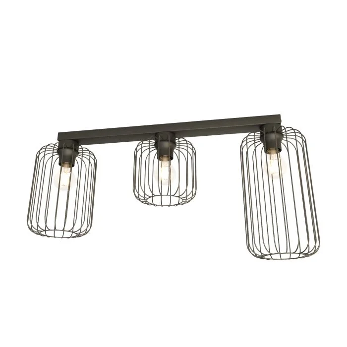 Emibig Luz de techo Barn Acero Negro | Apta para 3x E27 - Max 15W