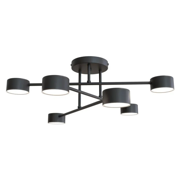 Emibig Luz de techo Halo Acero Negro | Apta para 6x GX53 - Max 8W