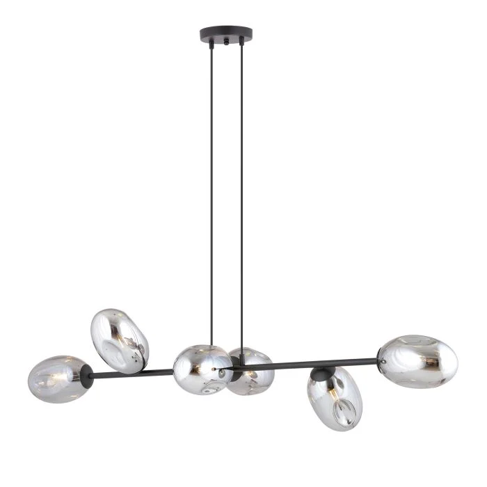 Emibig Colgante De Luz Pandora Acero Negro | Apta para 6x E14 - Max 10W