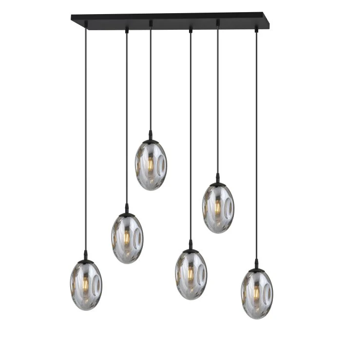 Emibig Colgante De Luz Astral Acero Negro | Apta para 6x E14 - Max 10W