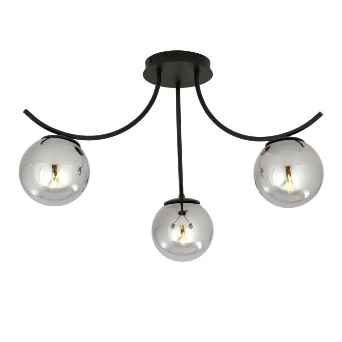 Emibig Luz de techo Boston Acero Negro | Apta para 3x E14 - Max 10W
