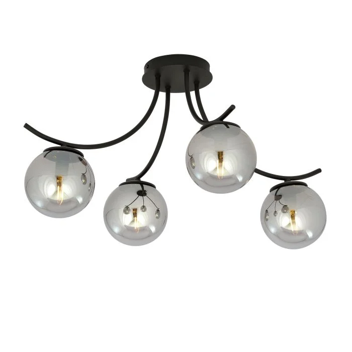 Emibig Luz de techo Boston Acero Negro | Apta para 4x E14 - Max 10W