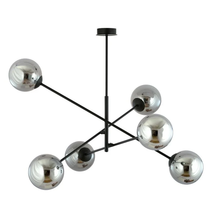 Emibig Colgante De Luz Lineal Acero Negro | Apta para 6x E14 - Max 10W