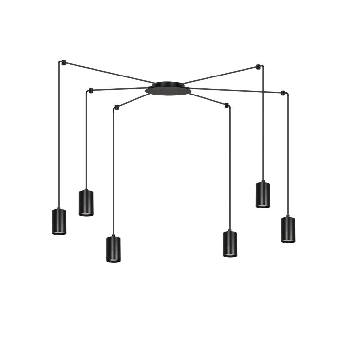 Emibig Colgante De Luz Traker Acero Negro | Apta para 6x GU10 - Max 10W