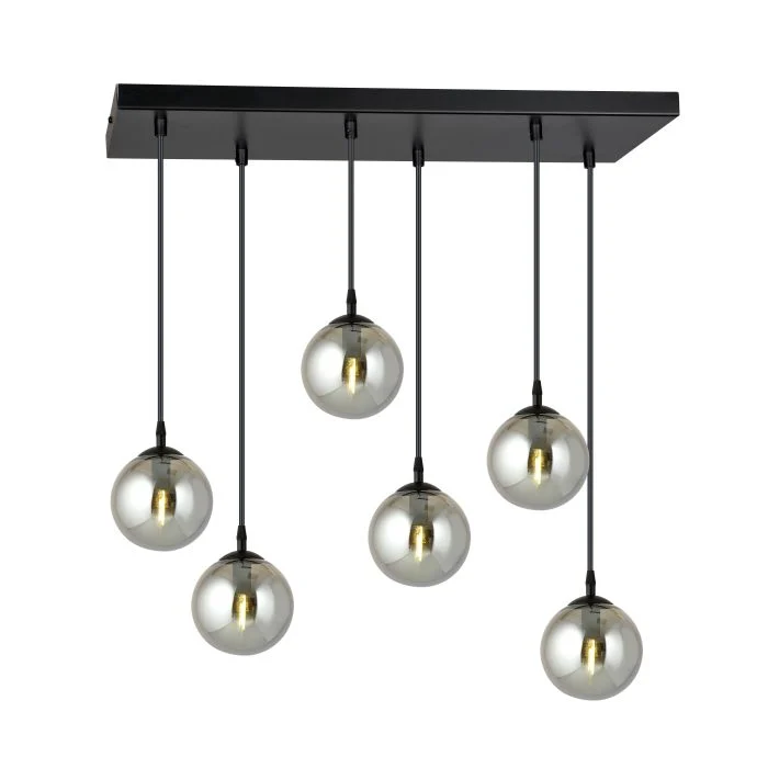 Emibig Colgante De Luz Cosmo Acero Negro | Apta para 6x E14 - Max 10W