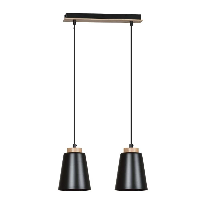 Emibig Colgante De Luz Bolero Acero Negro | Apta para 2x E27 - Max 15W