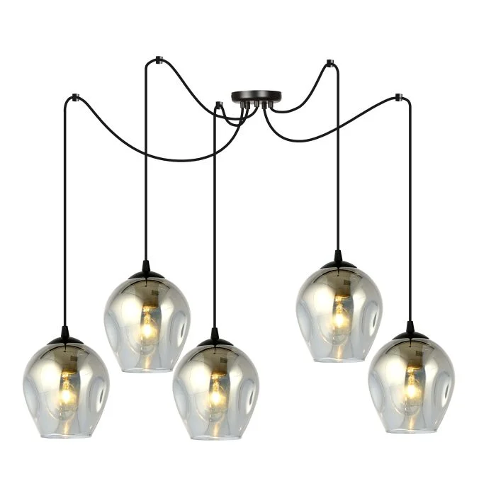 Emibig Colgante De Luz Level Acero Negro | Apta para 5x E27 - Max 15W