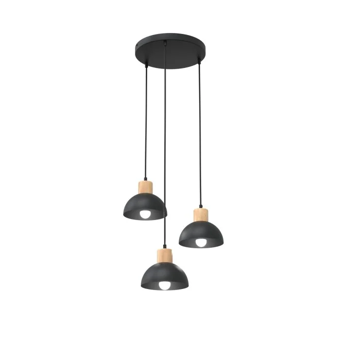 Emibig Luz de techo Seco Acero Negro | Apta para 3x E27 - Max 15W