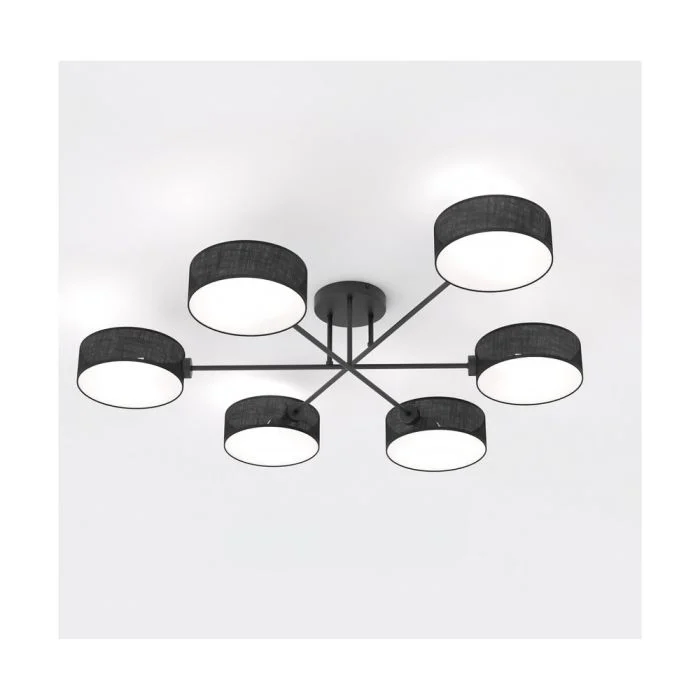 Emibig Luz de techo Maga Acero Negro | Apta para 6x E14 - Max 10W