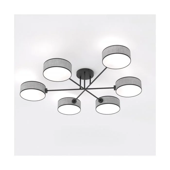 Emibig Luz de techo Maga Acero Gris | Apta para 6x E14 - Max 10W