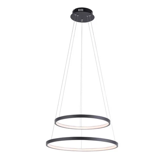 Lámpara colgante LED Circle, antracita, versión de 2 luces