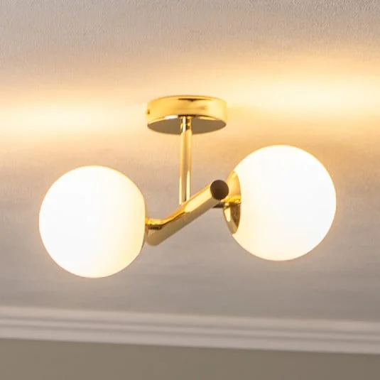 Lámpara de techo Linea, dorada, 2 luces
