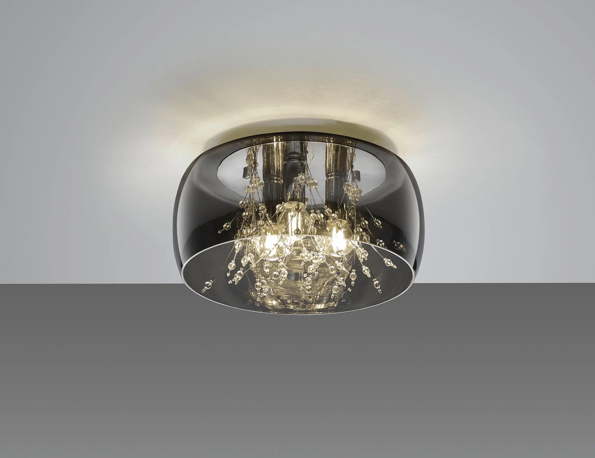 Plafón de techo Trio Crystel 3 luces vidrio cromo Ø34cm 616700306