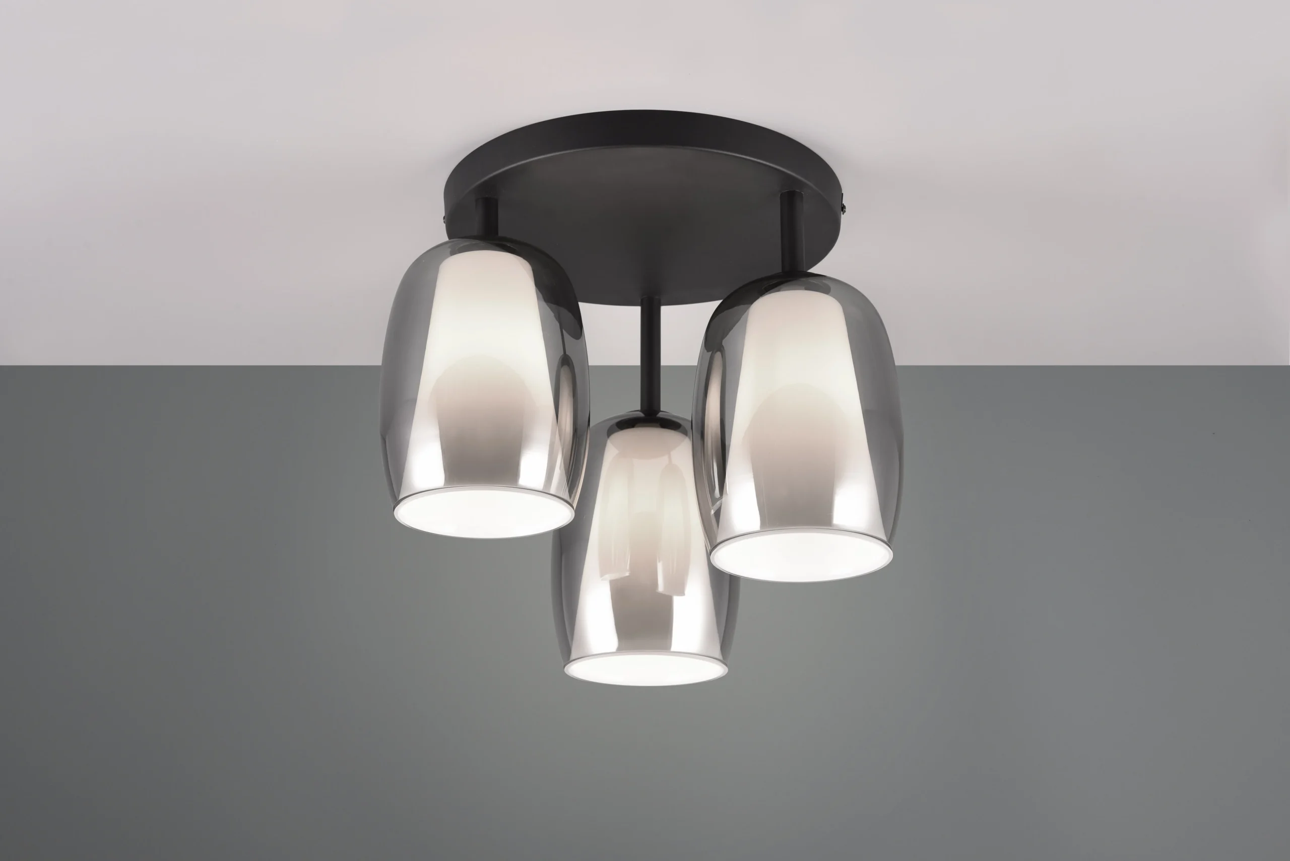Plafón de techo Trio Barret LED negro mate 3000K Ø38cm 6