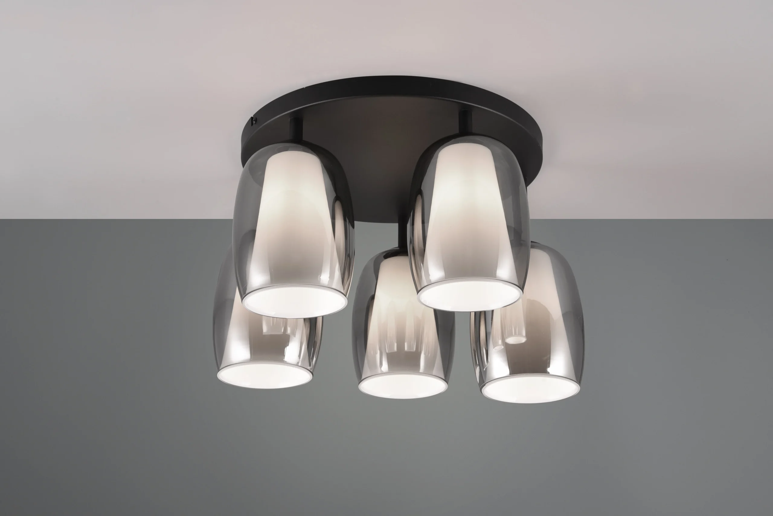 Plafón de techo Trio Barret LED negro mate 3000K Ø48cm 6