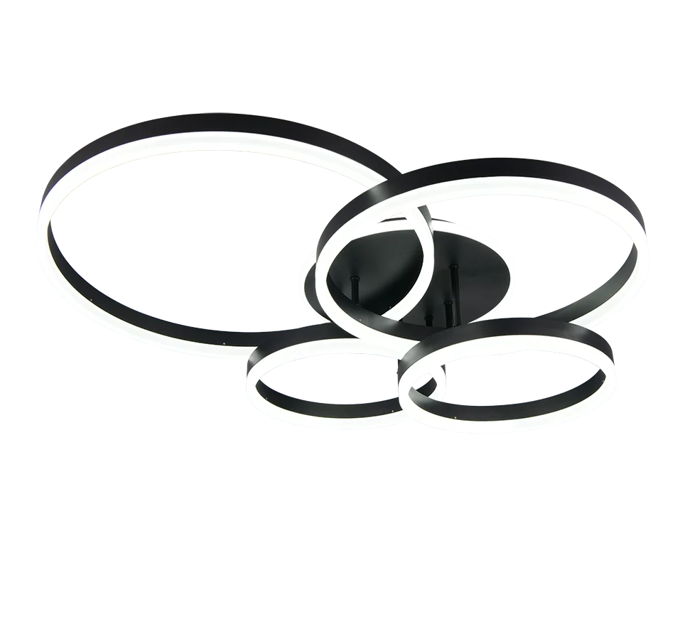 Plafón de techo Trio Drake grande LED negro mate CCT 80cm 6