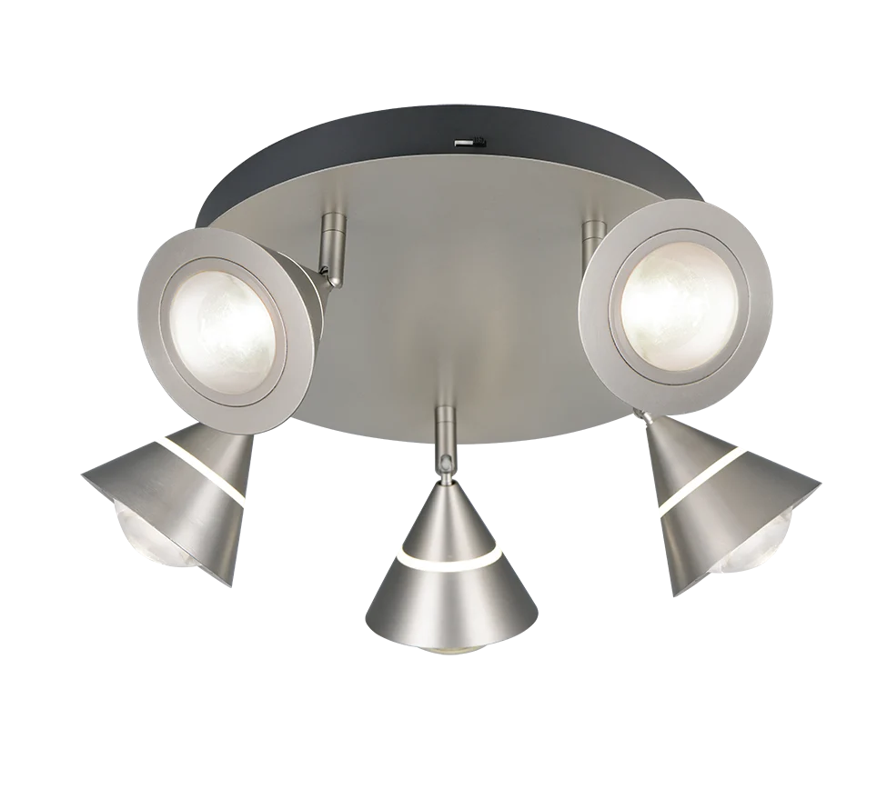 Plafón de techo Trio Romeo LED níquel mate Ø30cm 6