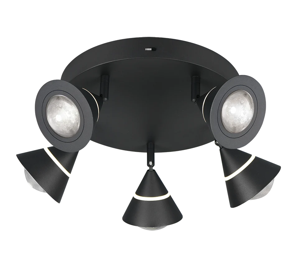 Plafón de techo Trio Romeo LED negro mate Ø28cm 6