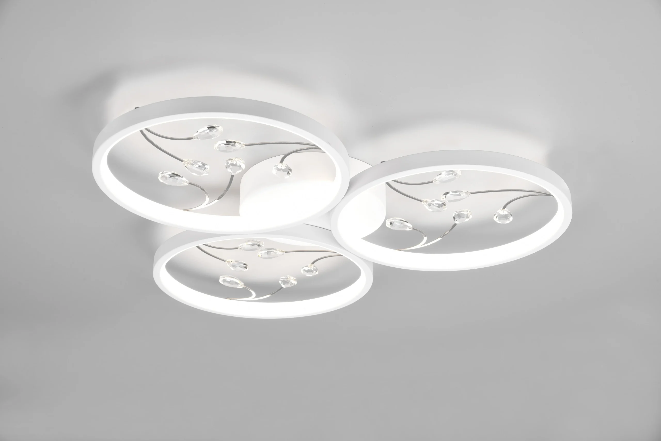 Plafón de techo Trio Groovy LED blanco mate 4000K Ø62cm 6