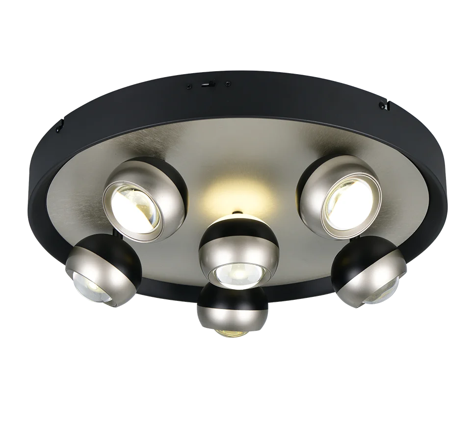 Plafón de techo Trio Orbit LED níquel mate Ø50cm 6