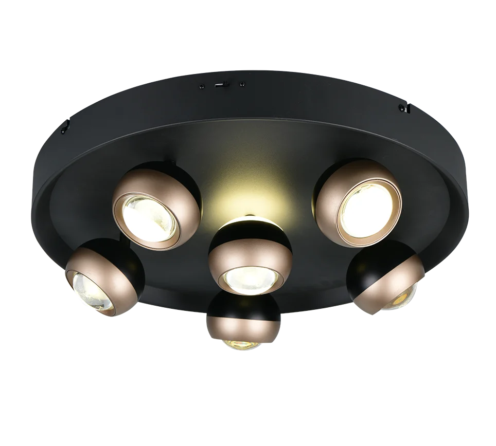 Plafón de techo Trio Orbit LED negro mate Ø50cm 6