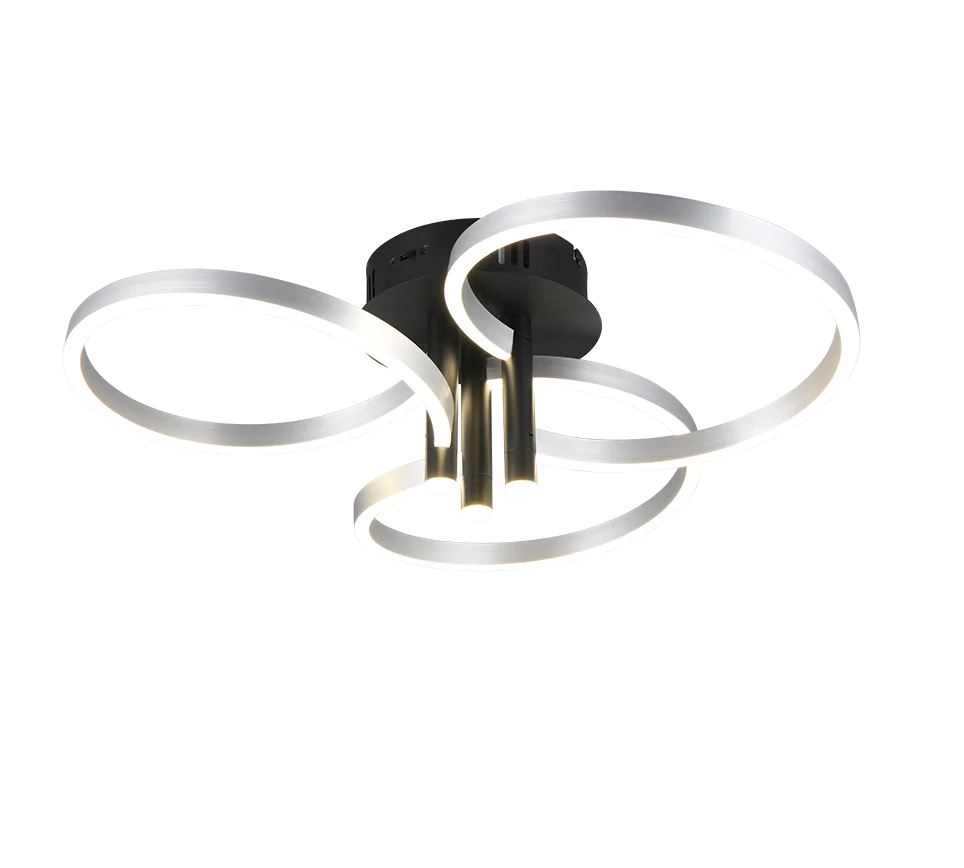 Plafón de techo Trio Caruso LED brushed aluminium Ø65,5cm 6