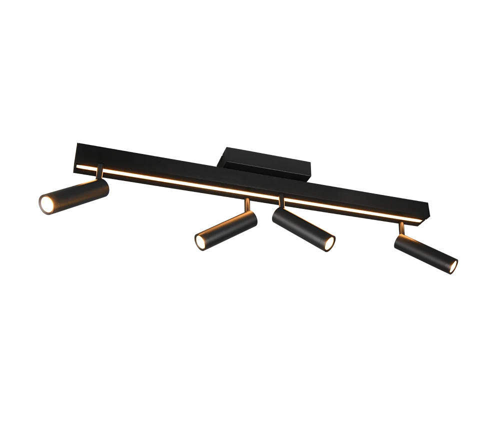 Plafón de techo Trio Zeno grande LED negro mate CCT 133cm 6