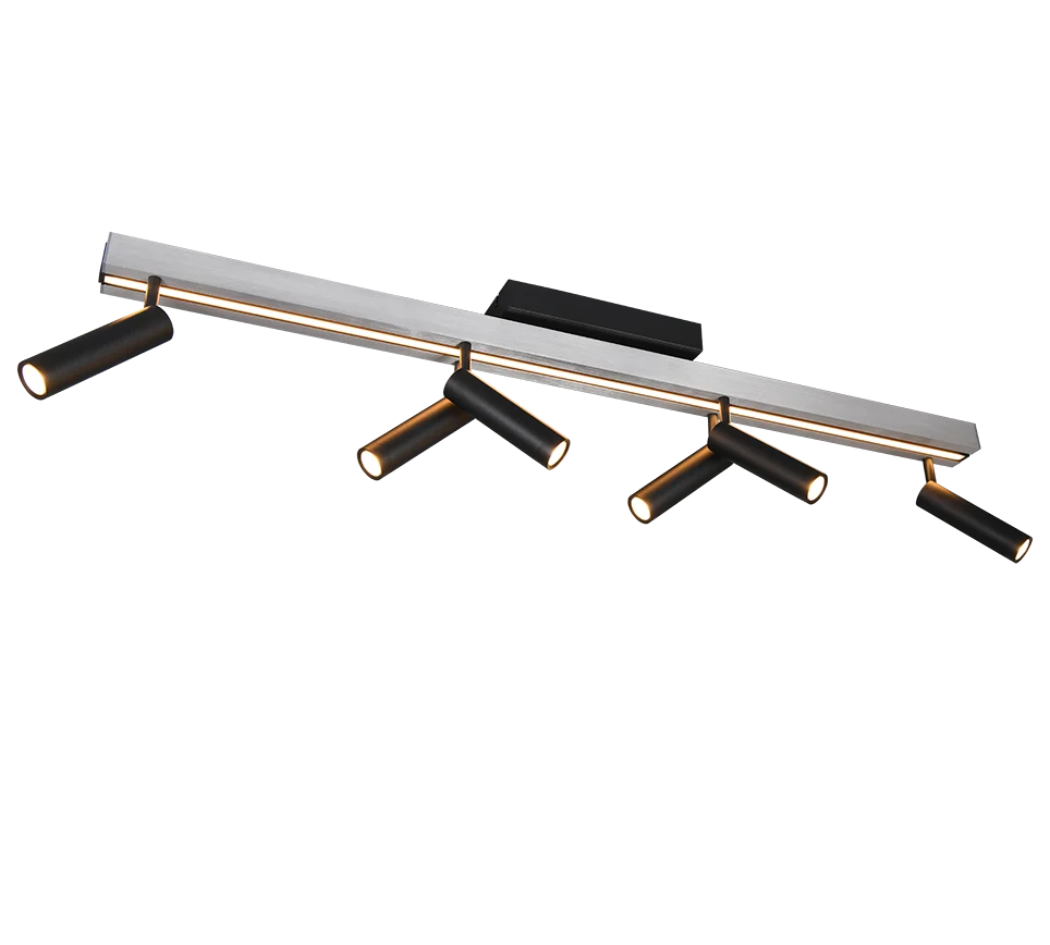 Plafón de techo Trio Zeno grande LED brushed aluminium CCT 180cm 6