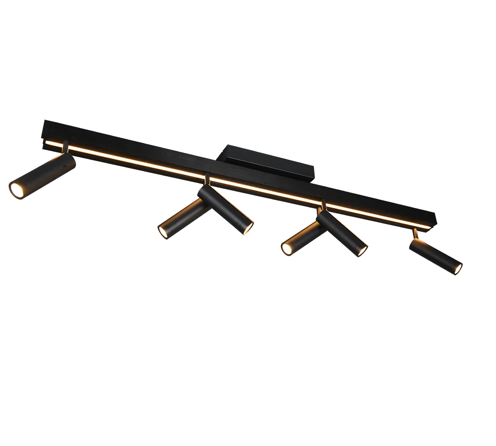 Plafón de techo Trio Zeno grande LED negro mate CCT 180cm 6