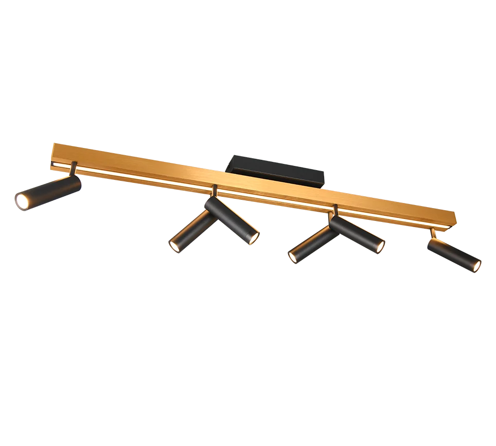 Plafón de techo Trio Zeno grande LED negro y dorado CCT 180cm 6