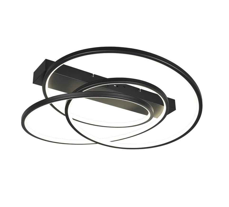 Plafón de techo Trio Darvin LED negro mate 64cm 6