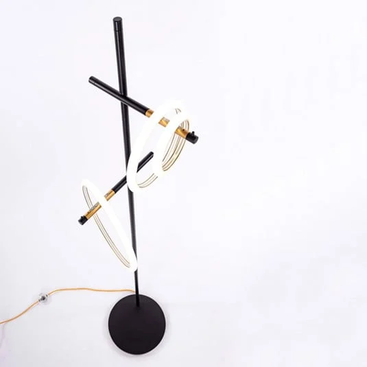 Ulaop lámpara de pie LED, tres anillos, negro