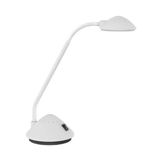 Lámpara de mesa LED MAULarc, blanca, altura 38 cm, flexible