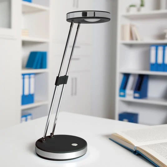 MAULpuck Lámpara de mesa LED, brazo telescópico, negro
