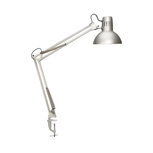 Lámpara de pinza MAULstudy, color plateado, altura 44 cm, metal