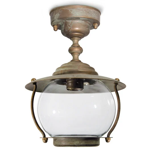 Olivia plafón para exterior, IP44, latón, cristal
