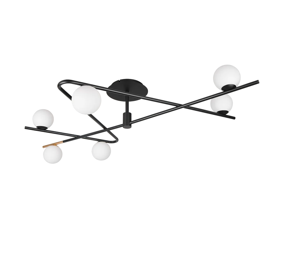 Plafón de techo Trio Flaming grande LED negro y dorado 3000K 120cm 6