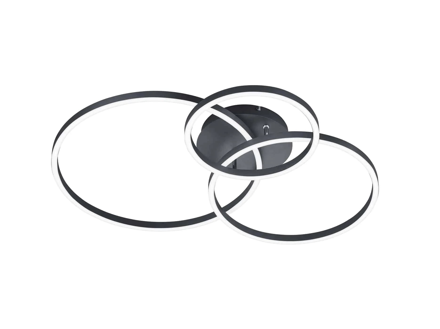 Plafón de techo Trio Winona LED negro mate CCT regulable con mando 78cm 670810632